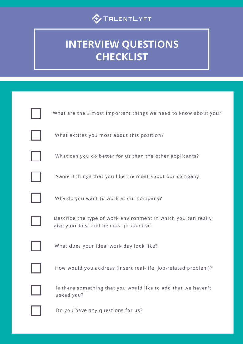 Interview Questions Checklist